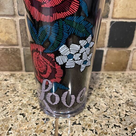 Starbucks LOVE Valentines Rare Tattoo Stitch 24 Ounce Tumbler EUC - Picture 3 of 16